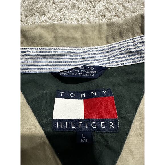 Tommy Hilfiger Men’s Large Tan Khaki Full Zip Jacket Crest Logo Cotton Lined - Picture 2 of 8